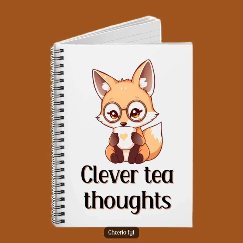 Funny Fox Monocle Tea Notebook, Sophisticated Journal Perfect Gift