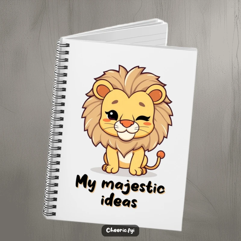 Funny Lion Wink Notebook: A proud lion in a regal pose winks, perfect for jotting down majestic plans.