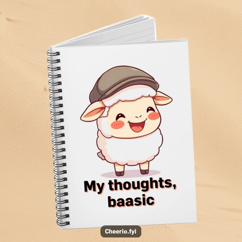 Funny Sheep Flat Cap Notebook: A happy sheep in a flat cap laughs heartily, perfect for jotting witty thoughts.