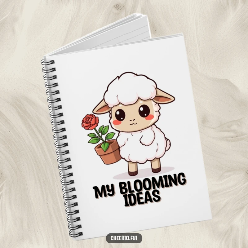 Funny Sheep Notebook: A determined sheep carries a potted rose, perfect for jotting down ideas and plans. A charming funny gift.