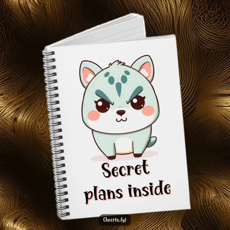 Funny Notebook: A cute animal character with a stern face revealing a tiny, secret smile, ideal for writing.