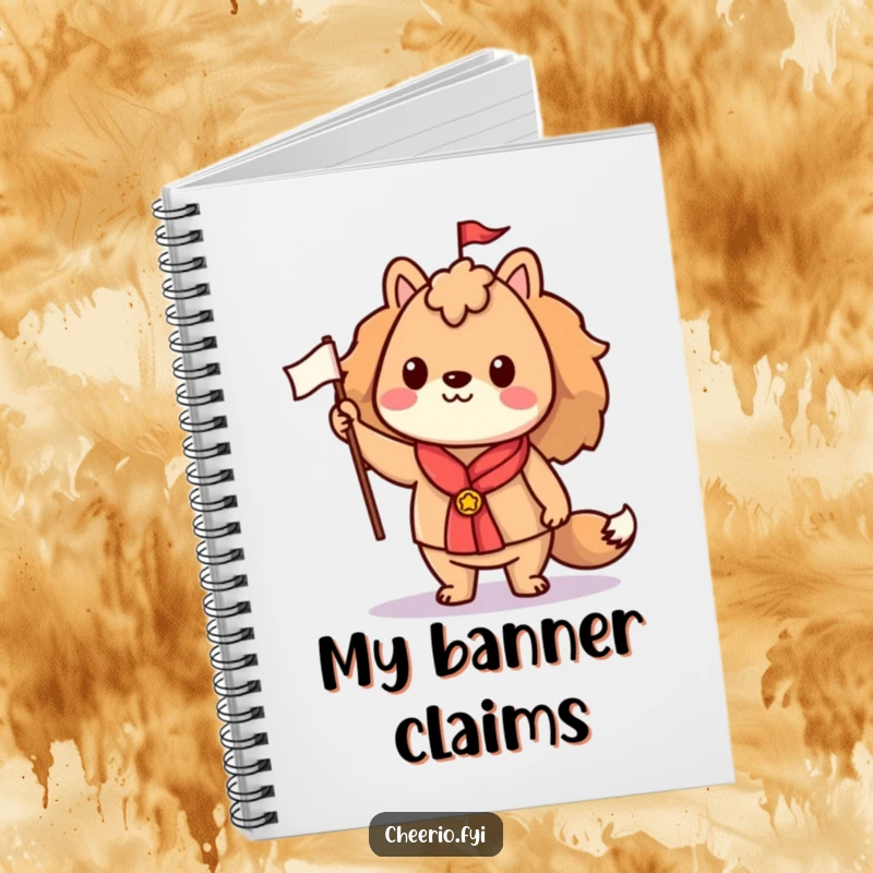 Funny notebook featuring a proud animal character standing tall with a small flag, perfect for jotting down notes with an inspiring flair.