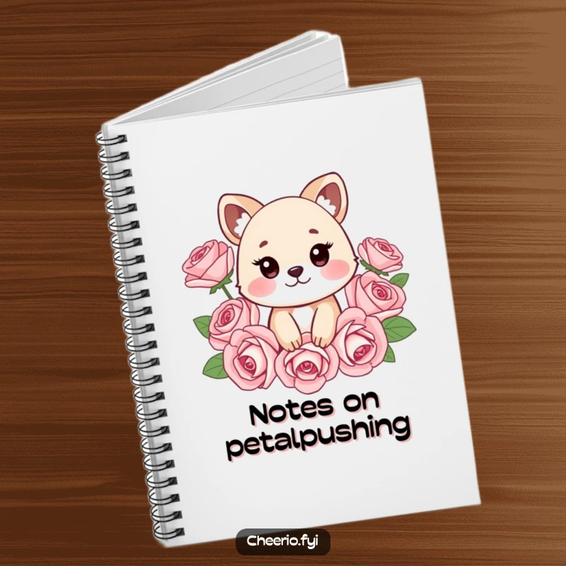 Funny notebook with a cheeky animal and stylized roses, ideal for capturing notes and ideas with a witty and charming touch, perfect funny gift.