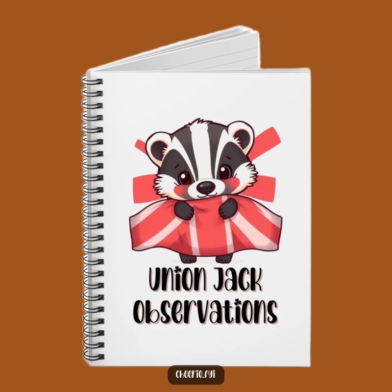 Funny Badger Union Jack Notebook: Jot Down Ideas with a Peeking Badger