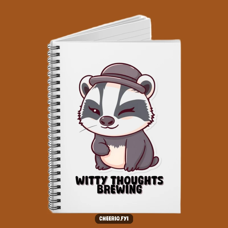 Funny Badger Bowler Hat Notebook: Cute Journal for Witty Thoughts, Gift