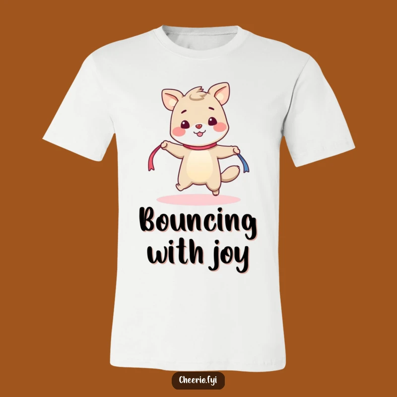 Funny Skipping Animal T-Shirt - Cheerful Ribbon Rope Tee