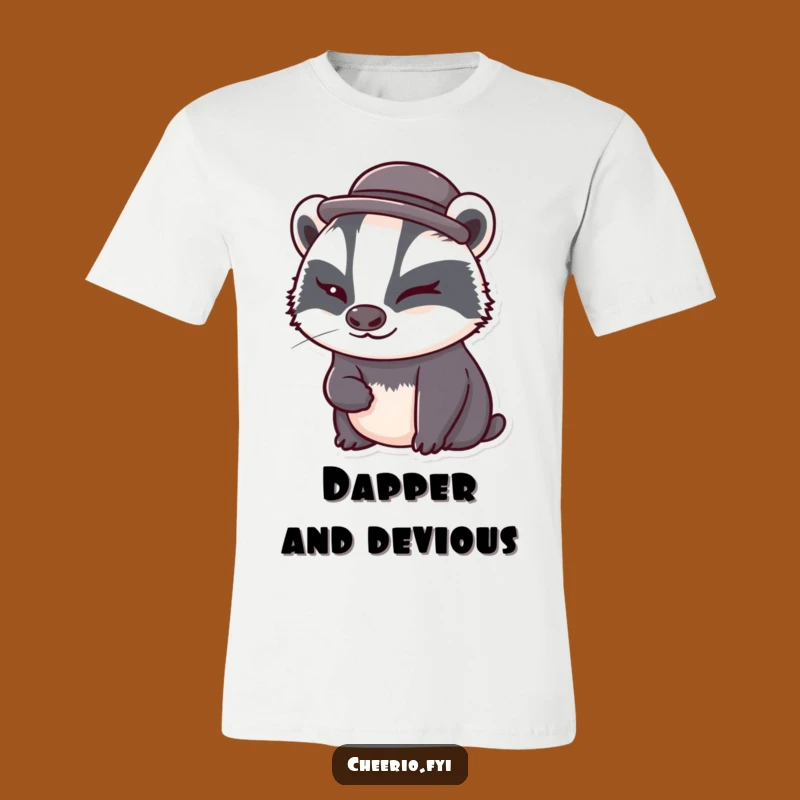 Funny Badger Bowler Hat T-Shirt: Playful Animal Tee, Perfect Cute Gift