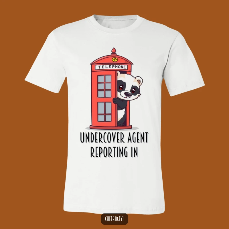 Funny Curious Badger T-Shirt - Hilarious British Phone Box Tee for Animal Fans