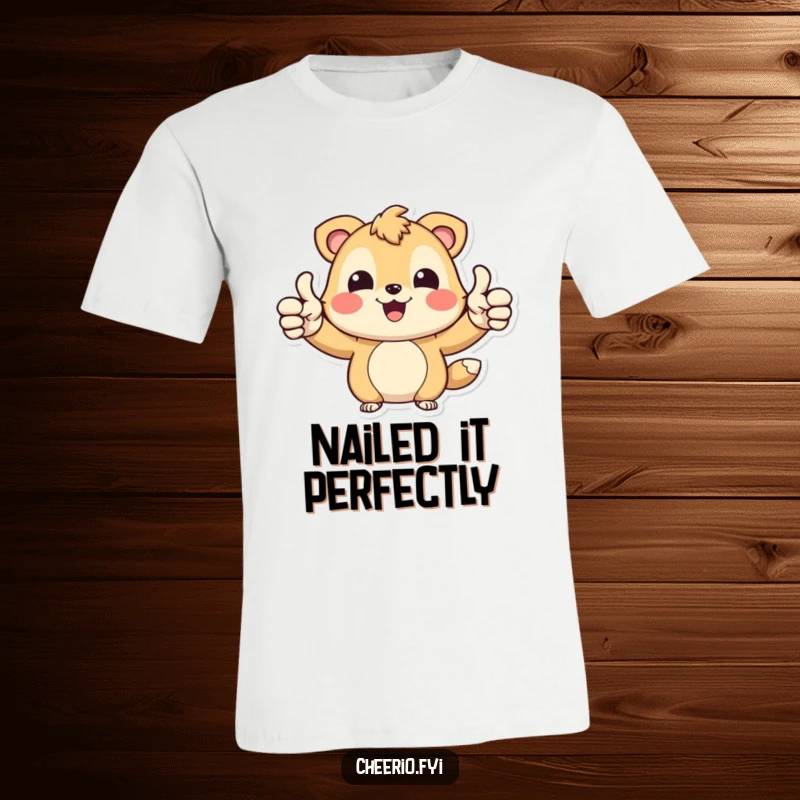 Funny Happy Bear T-Shirt: A joyful bear character giving two enthusiastic thumbs up, conveying approval, ideal funny gift.