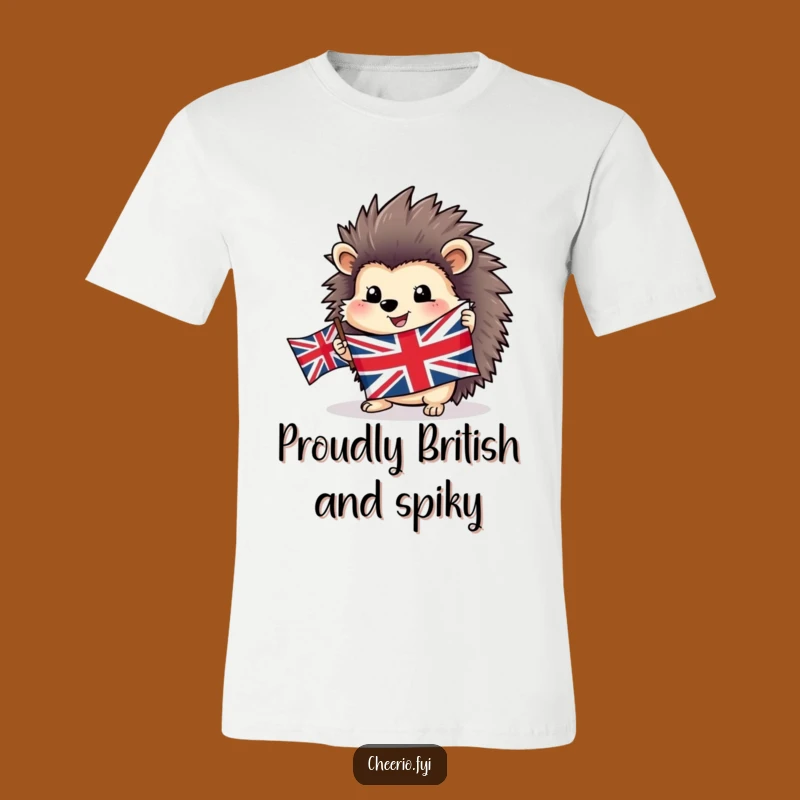 Funny Hedgehog Flag T-Shirt - Joyful British Pride Tee for Animal Fans