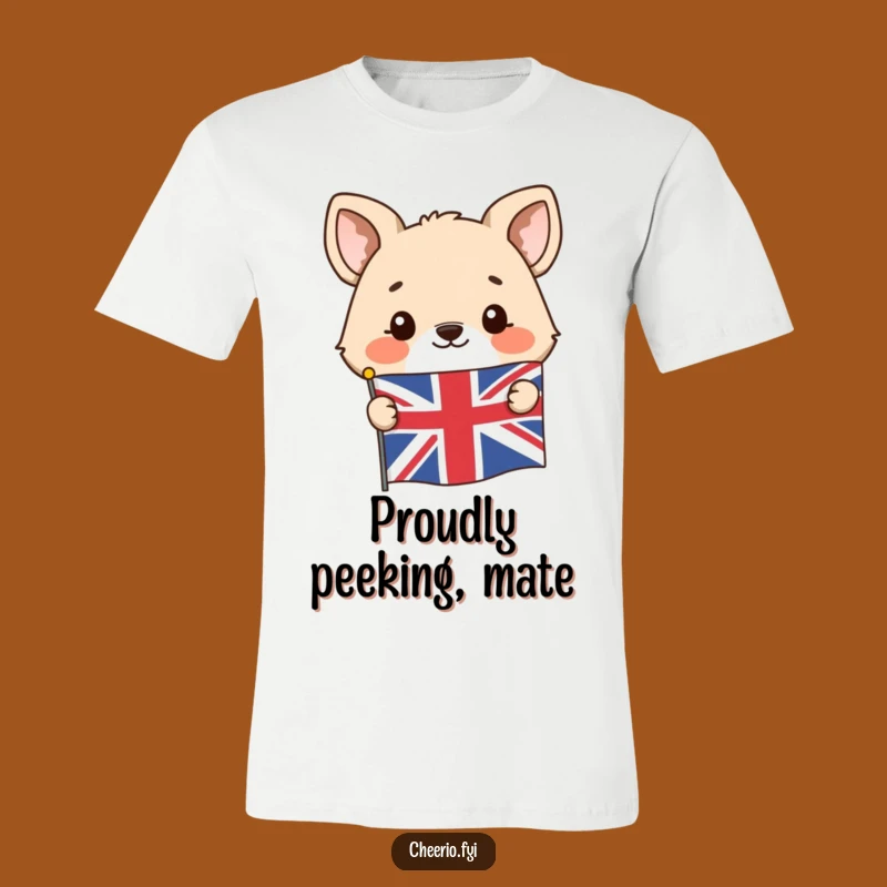 Funny Union Jack Animal T-Shirt: Peeking Character, British Pride, Ideal Funny Gift