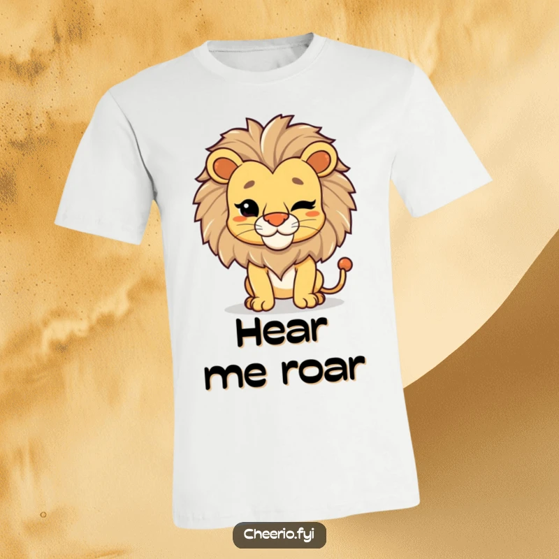Funny Lion Wink T-Shirt: A proud lion in a regal pose playfully winks, showcasing confidence and a hint of mischief.