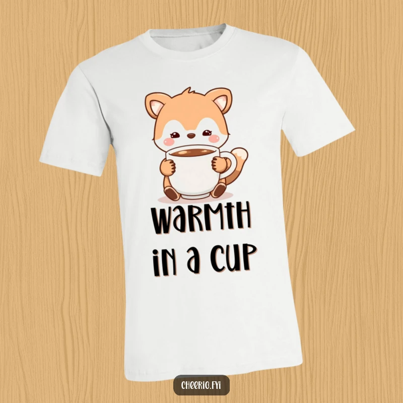 Funny T-Shirt featuring an animal character presenting a warm cup of cocoa, ideal for snug and stylish wear.