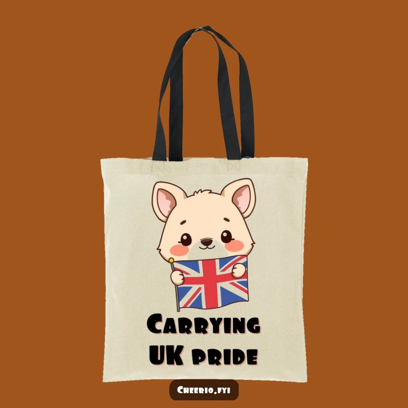 Funny Union Jack Animal Tote Bag: Stylish Bag with Peeking Character, Great Funny Gift