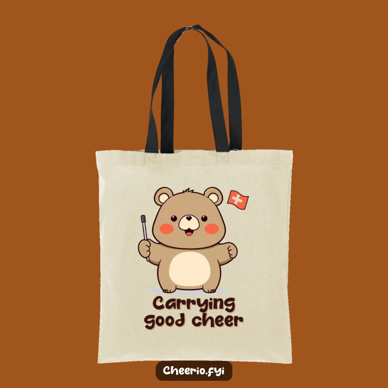 Funny Bear Flag Tote Bag: Carry Your Spirit with a Waving Bear