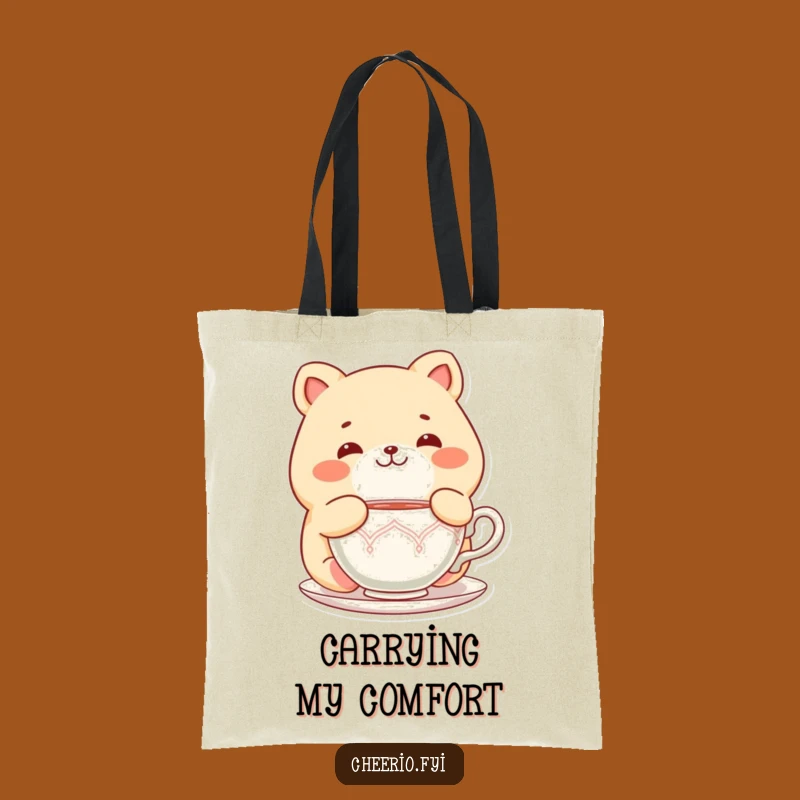 Funny Chubby Cat Tote Bag: Delightful Tea Companion