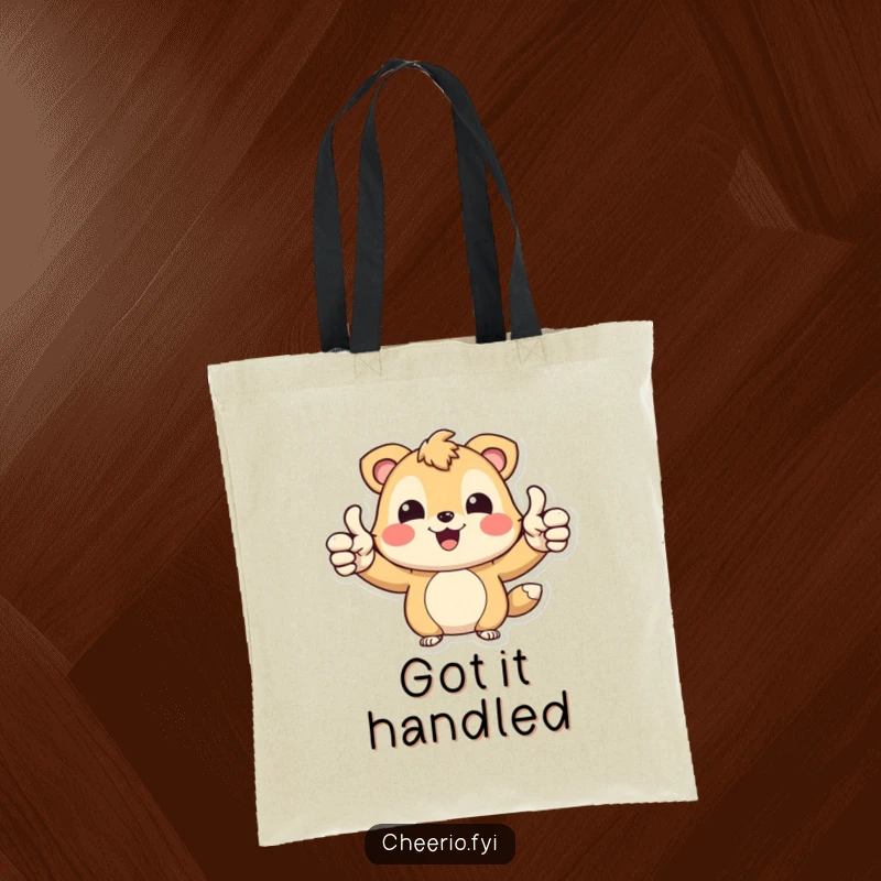 Funny Happy Bear Tote Bag: A joyful bear character giving two thumbs up, perfect for carrying essentials with humor, funny gift.