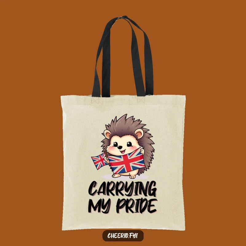 Funny Hedgehog Tote Bag - Patriotic Union Jack Carryall for Everyday Joy