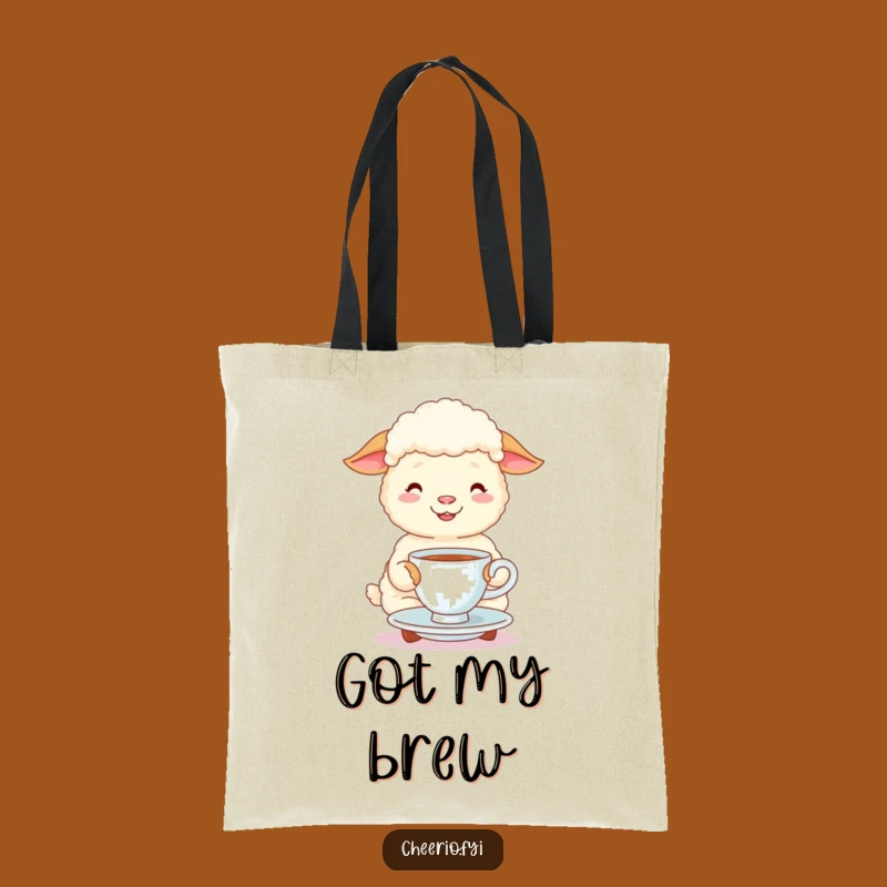 Funny Sheep Tea Time Tote Bag: Cute & Whimsical Carry-All Gift